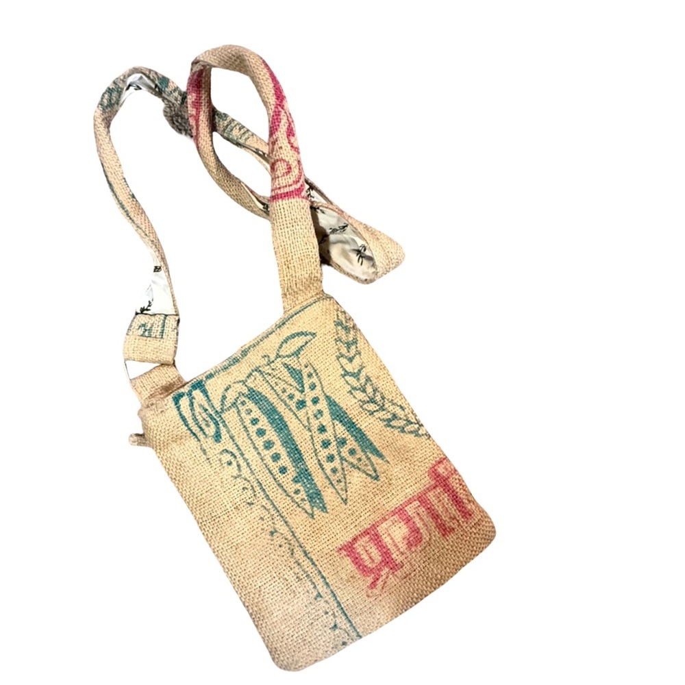 Burlap Sack Crossbody Purse Zipper Closure